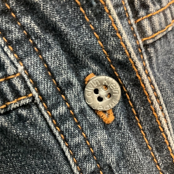 Y2K Vintage Calvin Klein CK Denim Button front Long Sleeve Mini Denim Dress Sz M - Picture 8 of 12